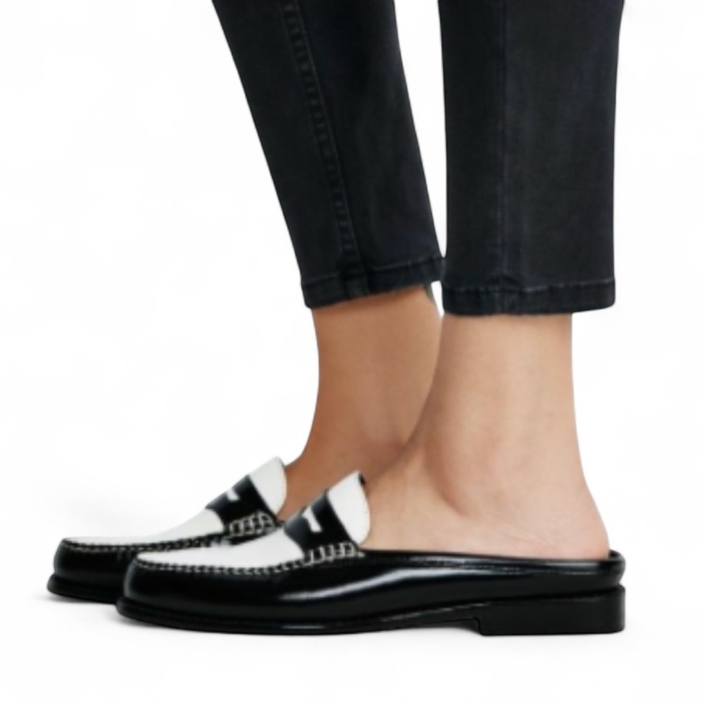 G.H. Bass & Co. Black&White Penny Loafer Weejuns Mules 6.5